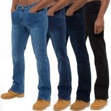 Kruze Jean Bootcut Homme Stretch Coton Denim Coupe Large Disponible Tailles UK